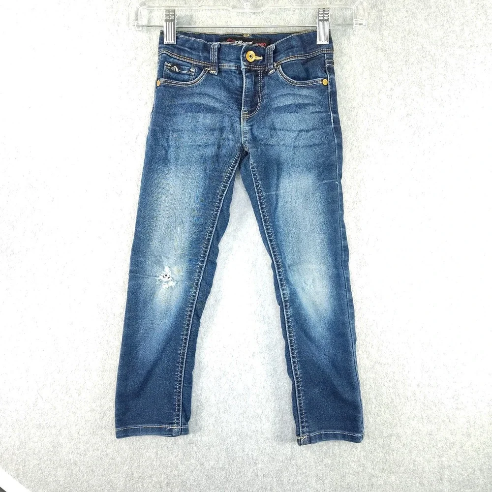 Jordache Girls Jeans Size 5 Reg Skinny‎ Distressed Adjustable📸SEE PICS📏📸